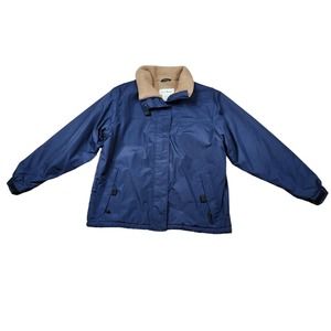L.L. Bean Womens Jacket Coat Size Large Navy Blue Gore-Tex Polartec Sherpa